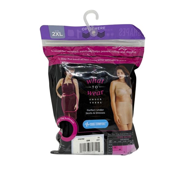 NWT Maidenform Flexees Half Slip FP0702 2XL Black Firm Control Shaping Waistband - Picture 3 of 3